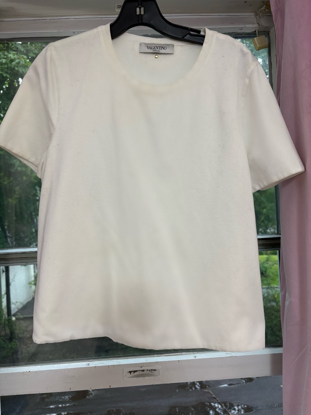 Valentino White Short Sleeve Crewneck Tee with Subtle Back Stud